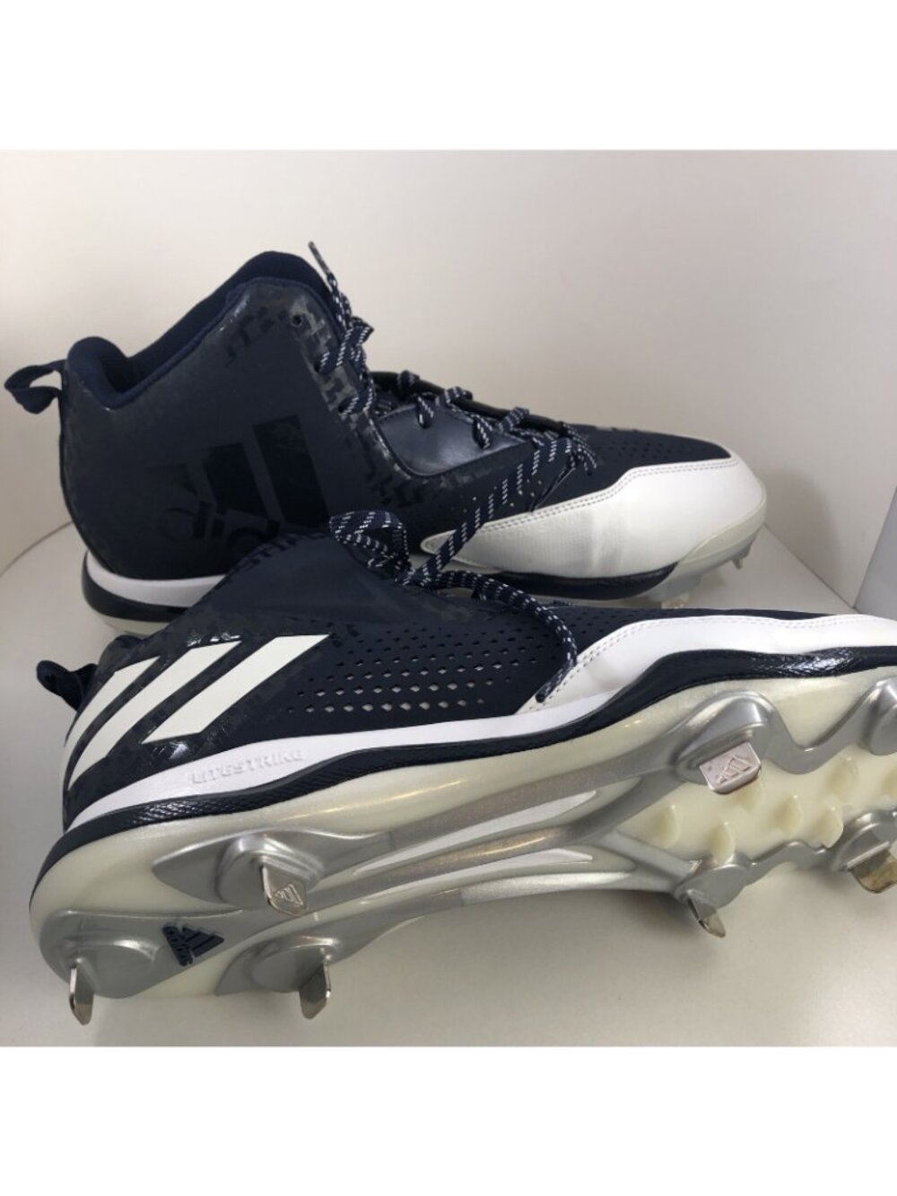Adidas PowerAlley Litestrike Blue/White Men's 13 Baseball Cleat shoes SQ16578 - Picture 3 of 9
